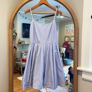 Canvas Cotton Light Blue Mini Dress, beautiful woven fabric! size 10